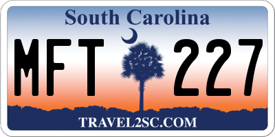 SC license plate MFT227