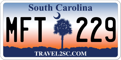 SC license plate MFT229