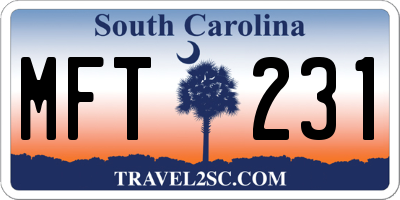 SC license plate MFT231
