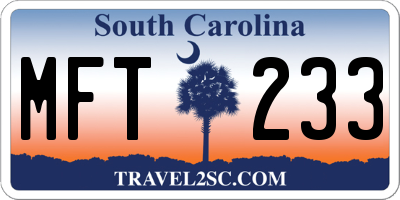 SC license plate MFT233