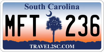 SC license plate MFT236