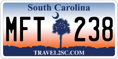SC license plate MFT238
