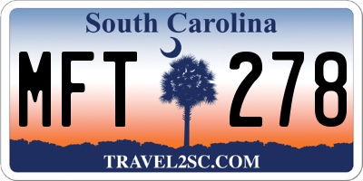 SC license plate MFT278
