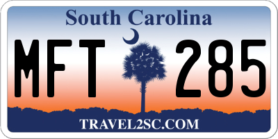 SC license plate MFT285