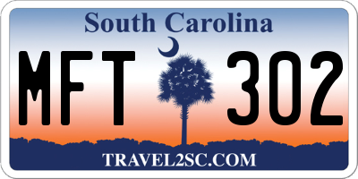 SC license plate MFT302