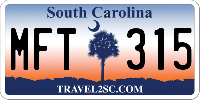 SC license plate MFT315