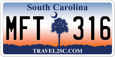 SC license plate MFT316
