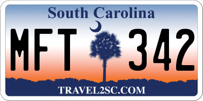 SC license plate MFT342