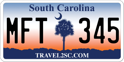 SC license plate MFT345