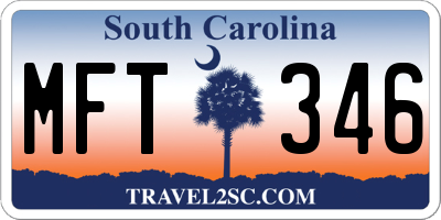 SC license plate MFT346