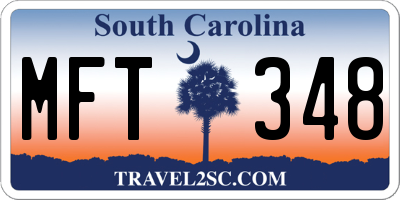 SC license plate MFT348