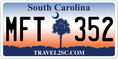 SC license plate MFT352