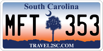 SC license plate MFT353