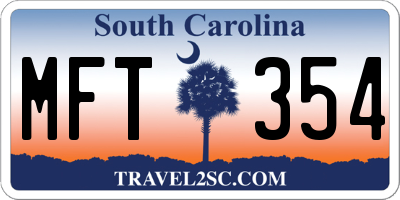 SC license plate MFT354