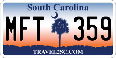 SC license plate MFT359
