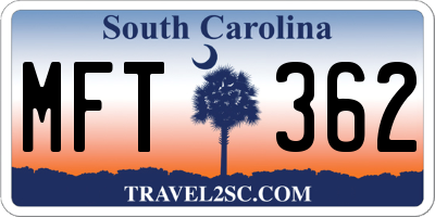 SC license plate MFT362