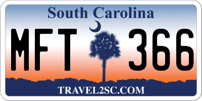 SC license plate MFT366