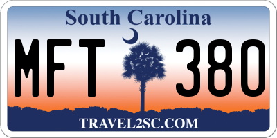 SC license plate MFT380