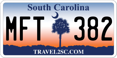 SC license plate MFT382