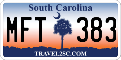 SC license plate MFT383