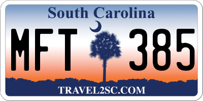SC license plate MFT385