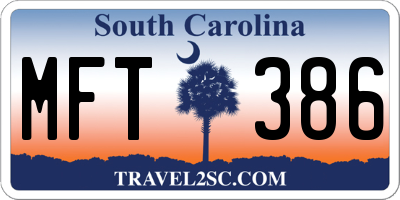 SC license plate MFT386