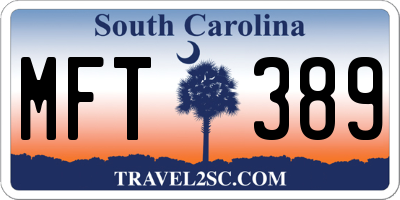 SC license plate MFT389