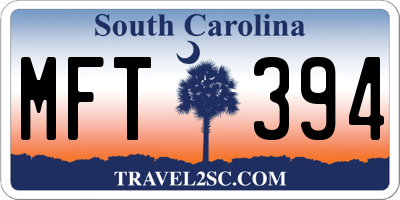 SC license plate MFT394