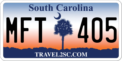 SC license plate MFT405