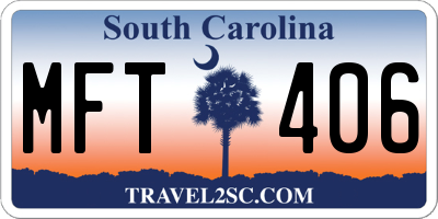 SC license plate MFT406