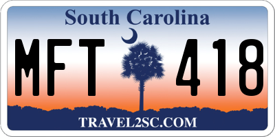 SC license plate MFT418
