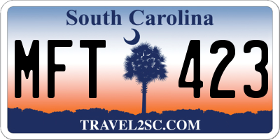 SC license plate MFT423