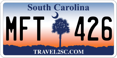 SC license plate MFT426