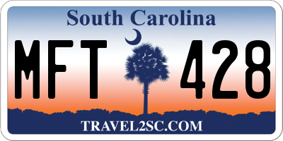 SC license plate MFT428