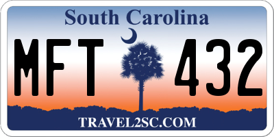 SC license plate MFT432
