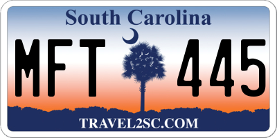 SC license plate MFT445