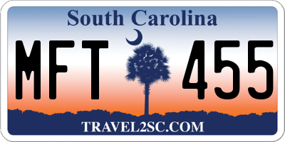 SC license plate MFT455