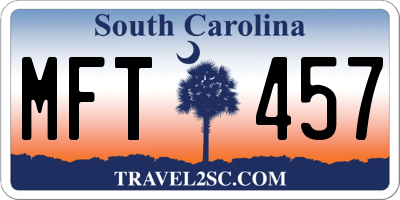 SC license plate MFT457