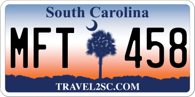 SC license plate MFT458