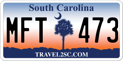 SC license plate MFT473