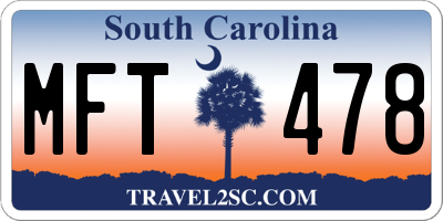 SC license plate MFT478