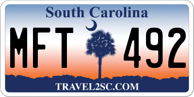SC license plate MFT492
