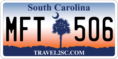 SC license plate MFT506