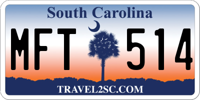 SC license plate MFT514