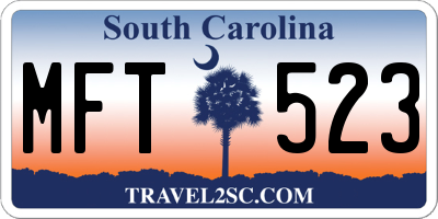 SC license plate MFT523