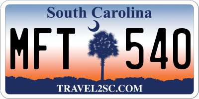 SC license plate MFT540