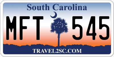 SC license plate MFT545