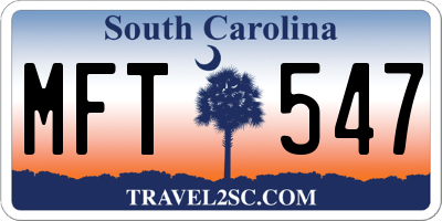 SC license plate MFT547