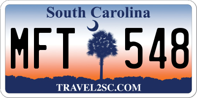 SC license plate MFT548