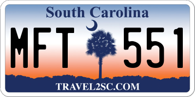 SC license plate MFT551
